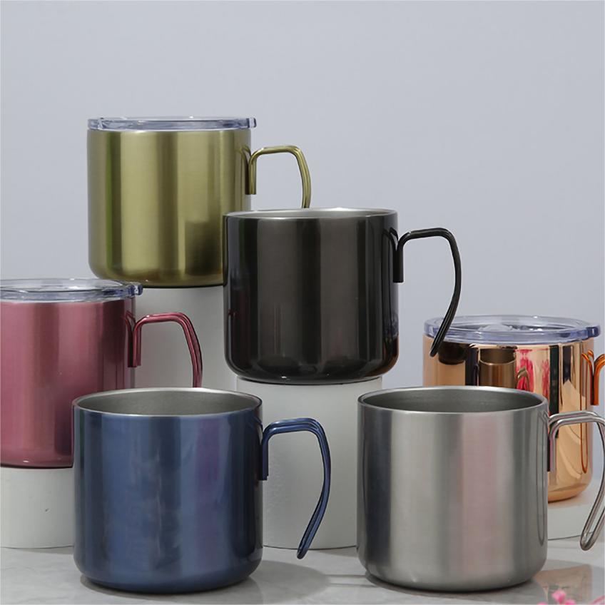 سهلة حمل كوب التخييم في الهواء الطلق المعدني في الهواء الطلق مع مقبض