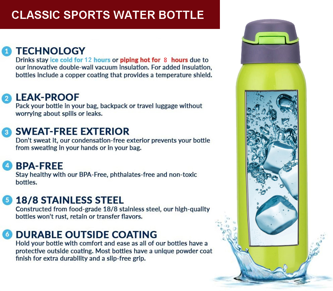 زجاجة مياه رياضية معزولة