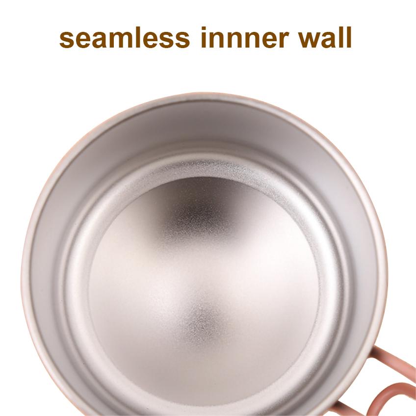 سهلة حمل كوب التخييم في الهواء الطلق المعدني في الهواء الطلق مع مقبض