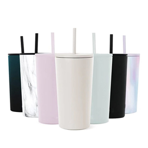 كوب معزول بفراغ من الفولاذ المقاوم للصدأ سعة 12 أونصة مع غطاء