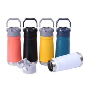 كوب تسربات من الفولاذ المقاوم للصدأ مع قش ومقبض